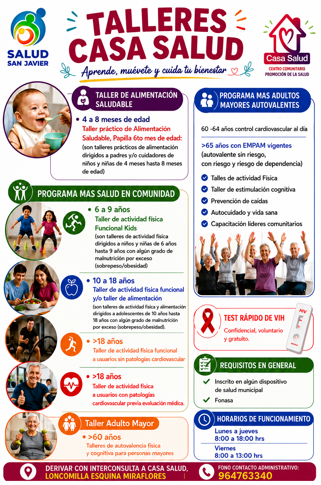 Afiche de talleres Casa Salud 2026